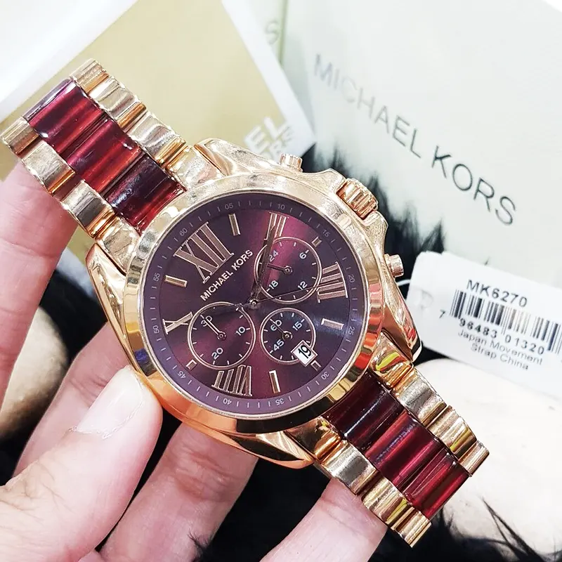 Michael Kors Bradshaw Burgundy Dial Ladies Watch- MK6270